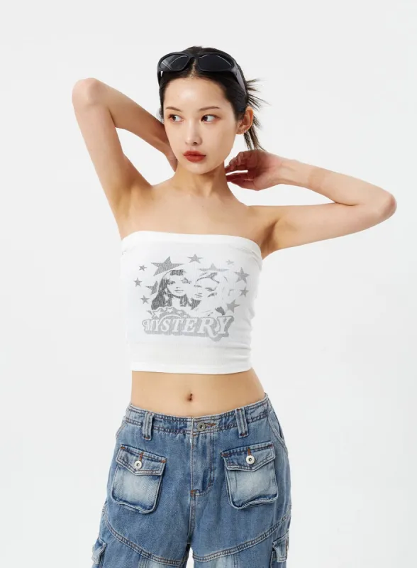 Graphic Knit Tube Top CM308 sold by Lewkin