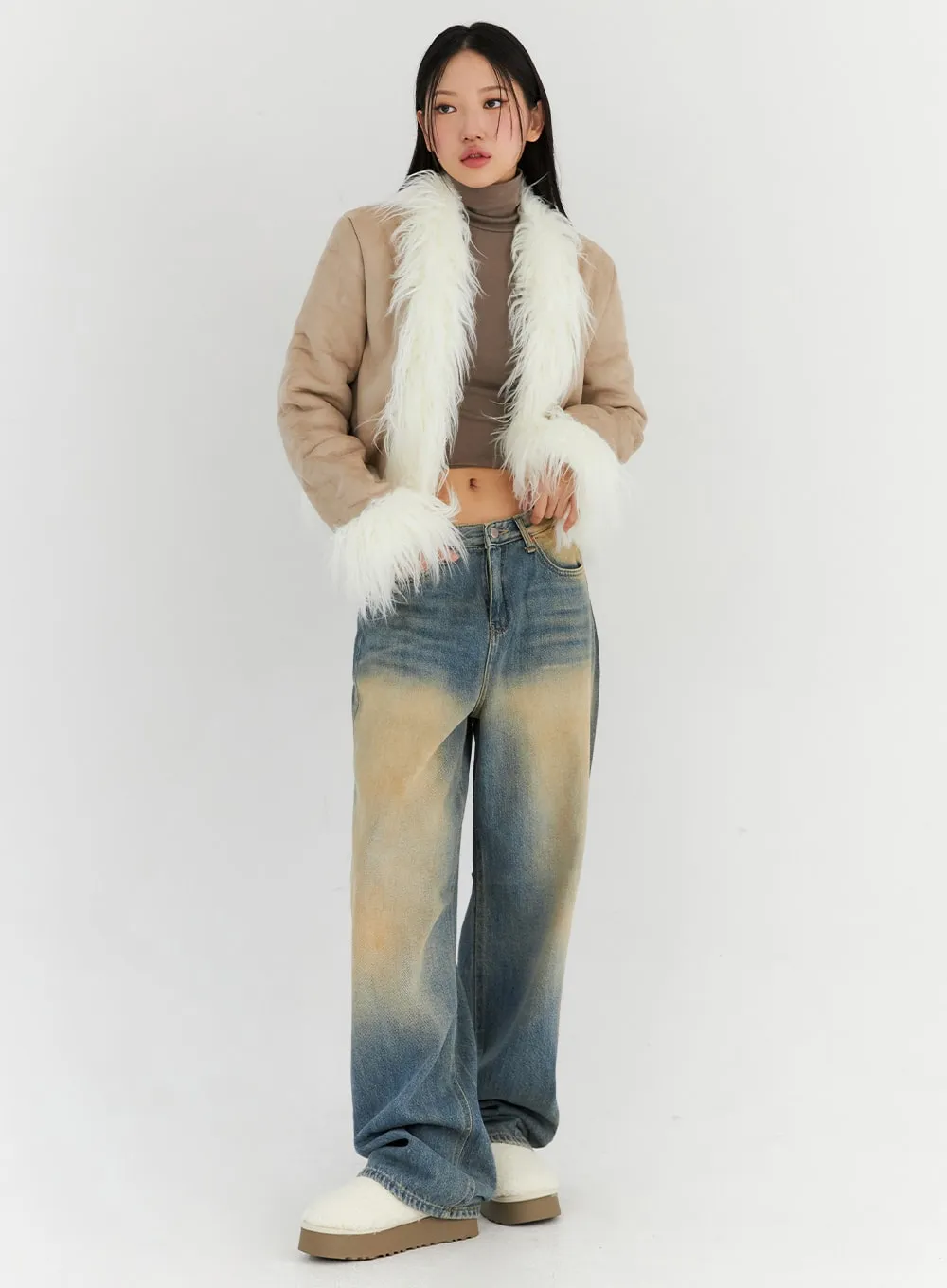 Light Washed Straight Leg Denim Jeans CN314 sold by Lewkin