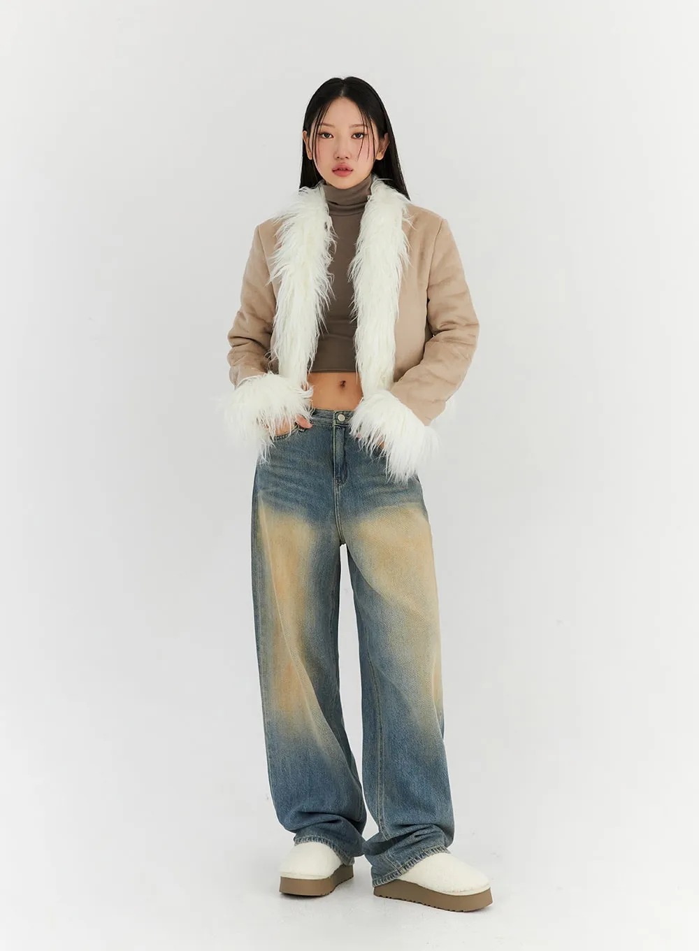 Light Washed Straight Leg Denim Jeans CN314 sold by Lewkin product image thumbnail 2