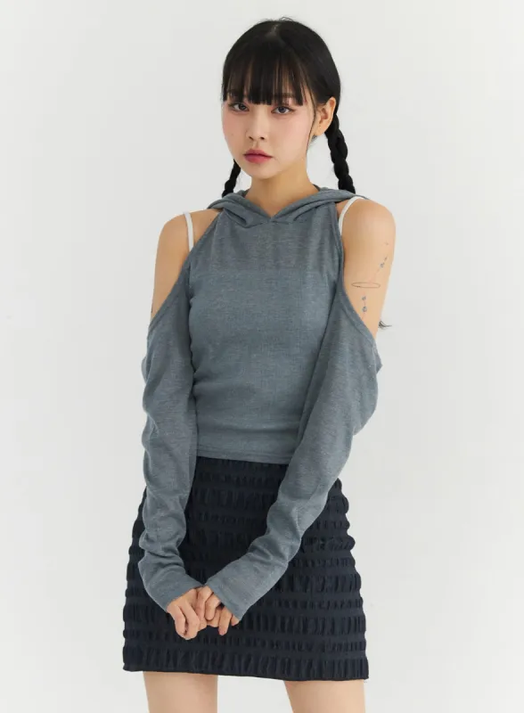 Cut-Out Long Sleeve Hoodie CO330 sold by Lewkin