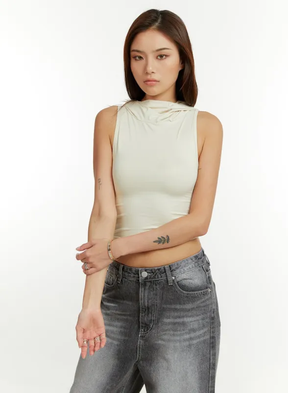 Turtleneck Hoodie Tank Top CU421 sold by Lewkin