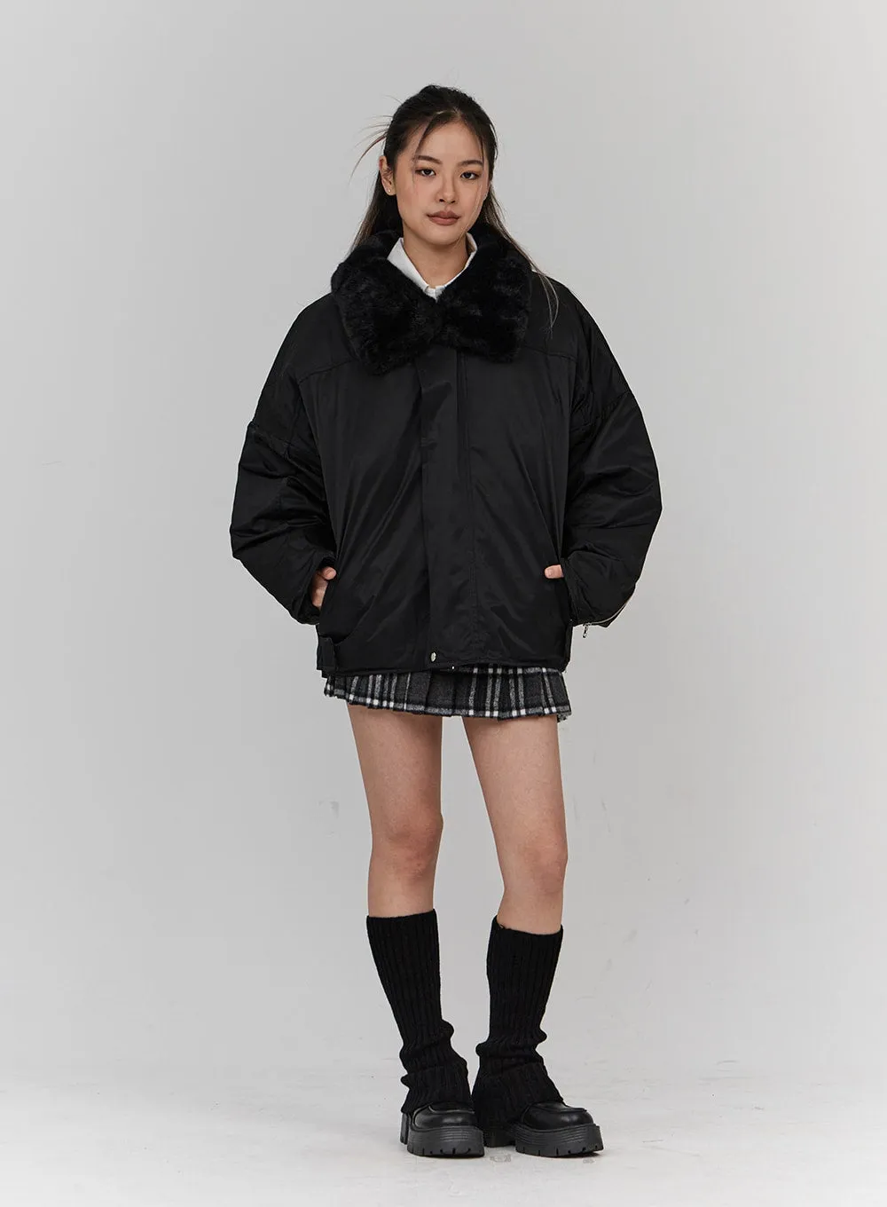 Faux Collar Puffer Jacket Unisex CN23 sold by Lewkin product image thumbnail 3