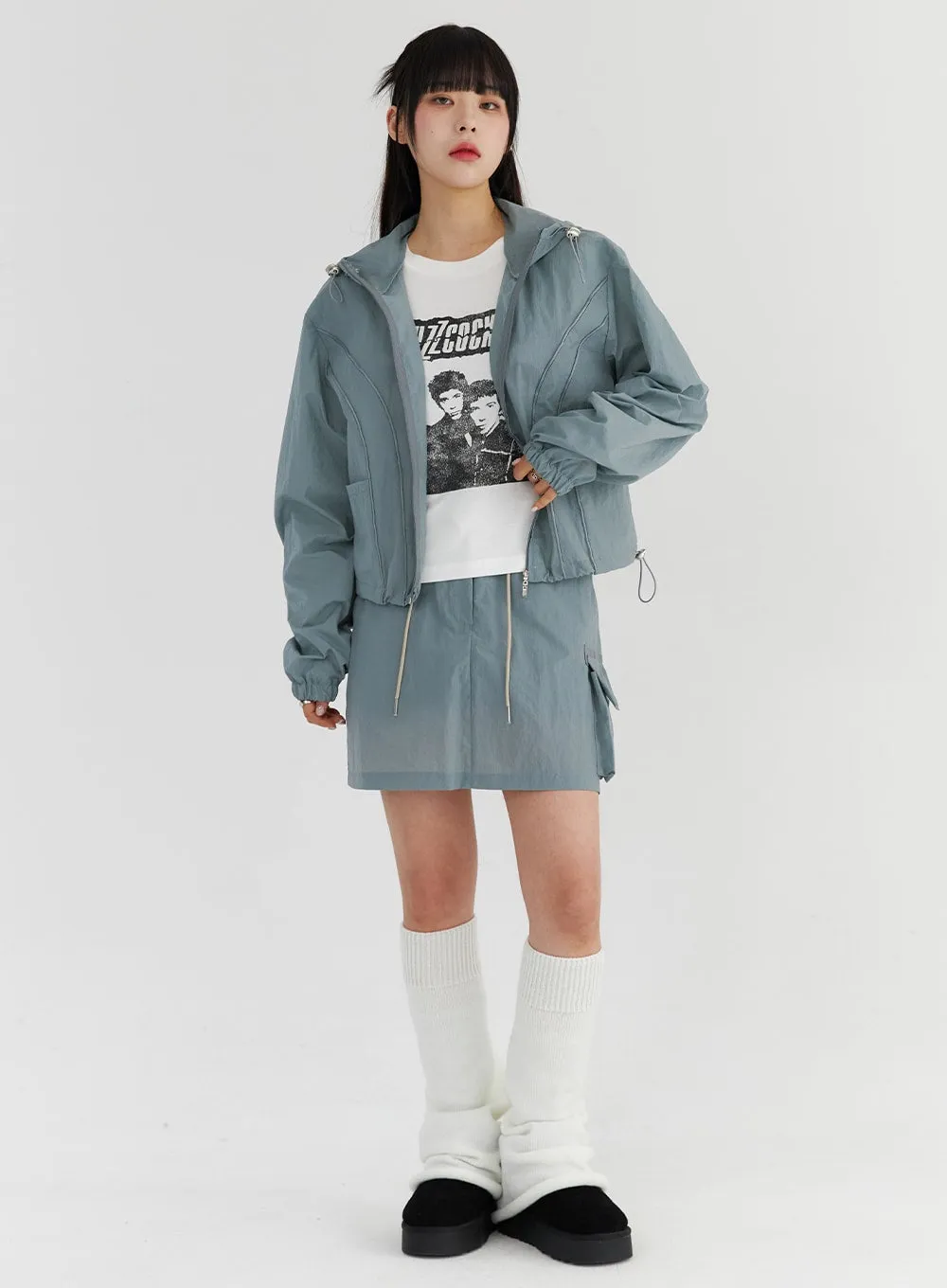 Nylon Cargo Mini Skirt CS327 sold by Lewkin