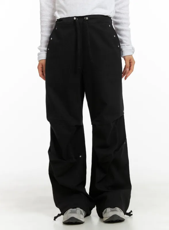 Stud String Wide Cargo Pants CA404 sold by Lewkin