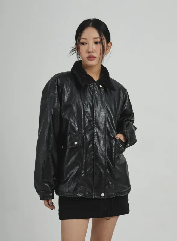 Faux Leather Fur Jacket CD12 sold by Lewkin