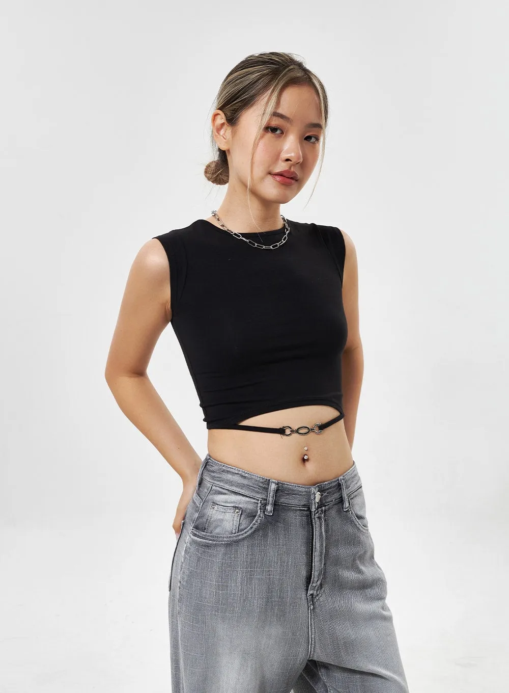 Chain Detail Cropped Top CY330 sold by Lewkin product image thumbnail 5
