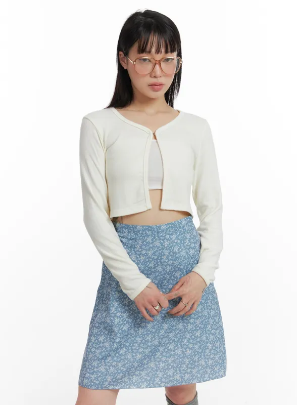 Minimal Collarless Crop Cardigan IF423 sold by Lewkin