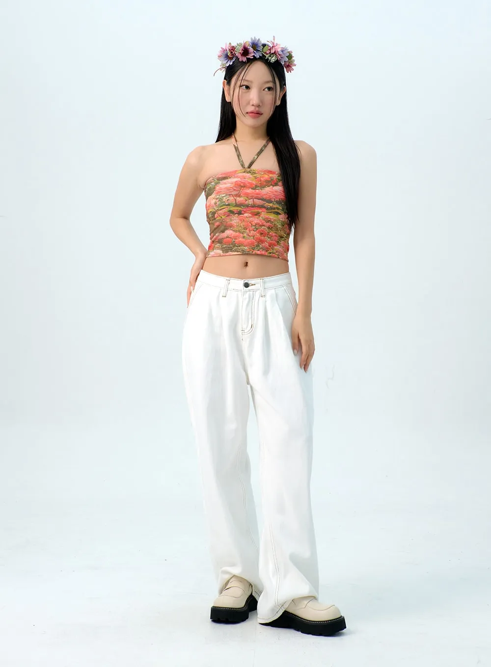 Stitch WIde Leg Cotton Pants IG312 sold by Lewkin