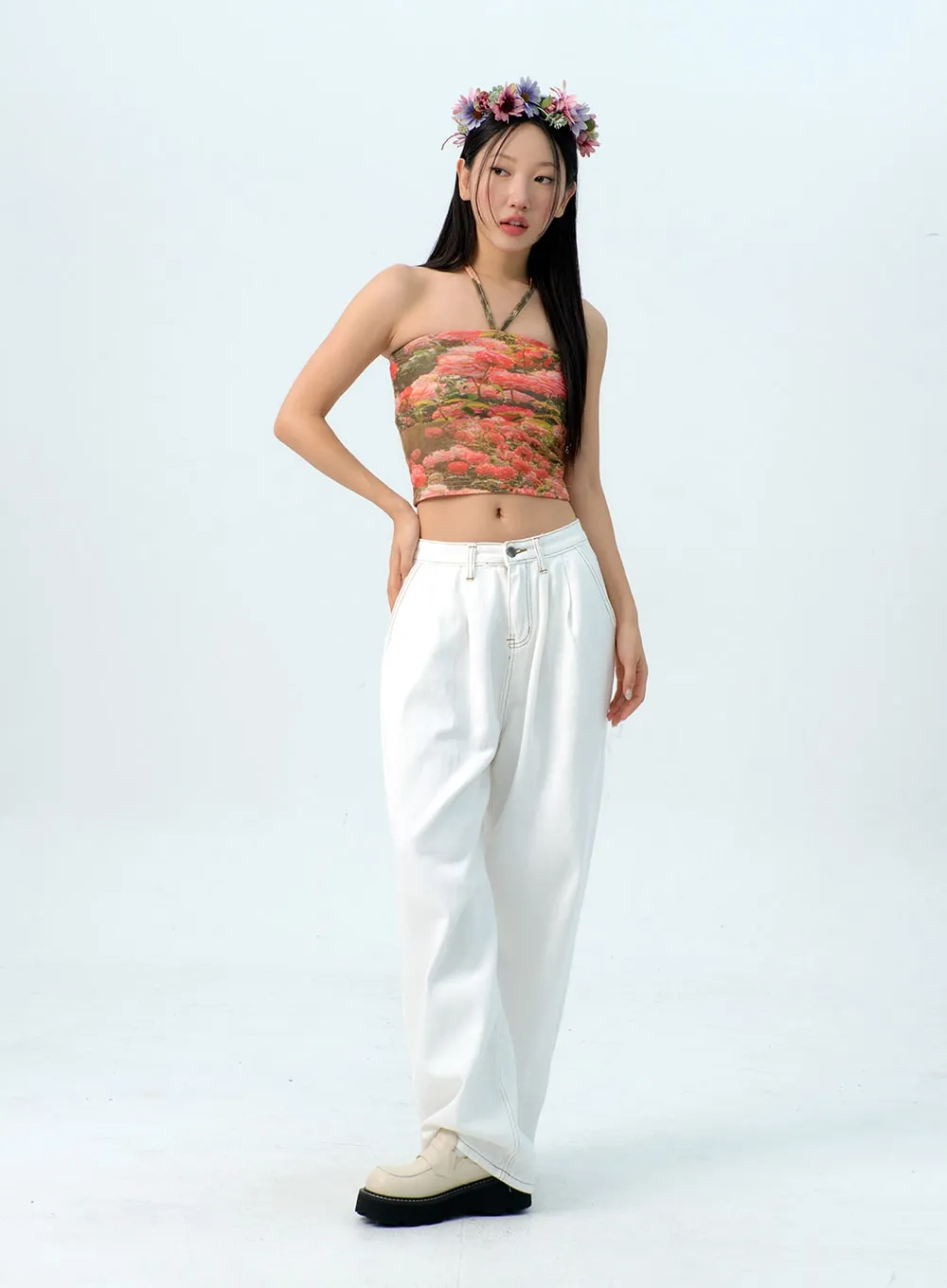 Stitch WIde Leg Cotton Pants IG312 sold by Lewkin product image thumbnail 3