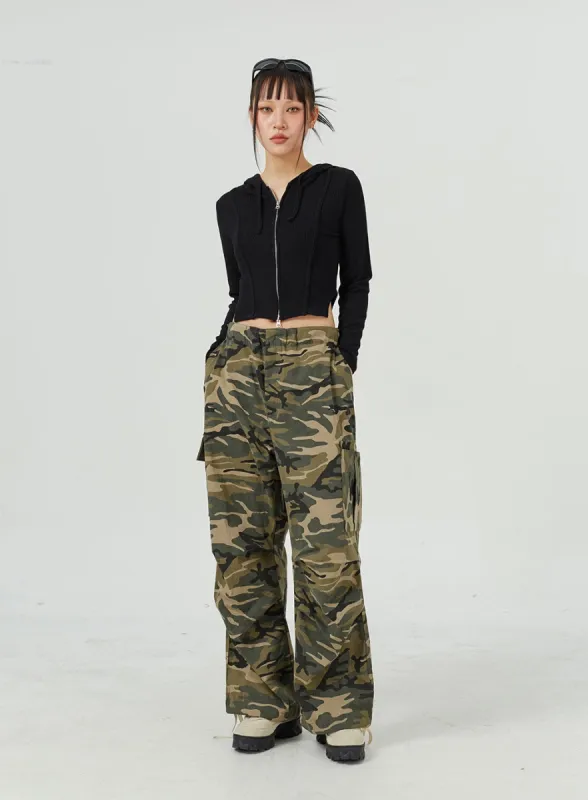 Camo Cargo Wide Leg Pants CM317 sold by Lewkin