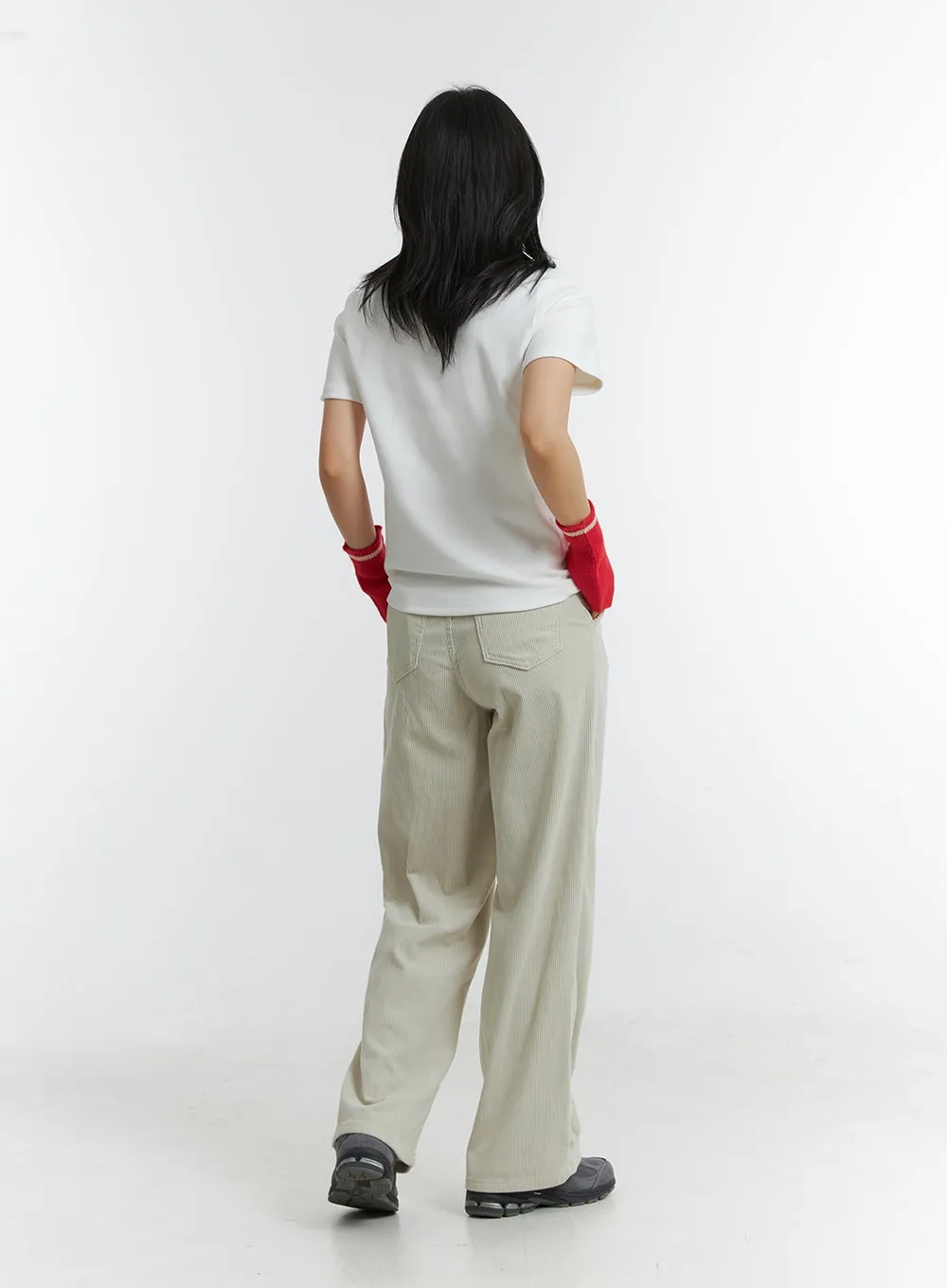 Solid Corduroy Straight Leg Pants OD318 sold by Lewkin product image thumbnail 5