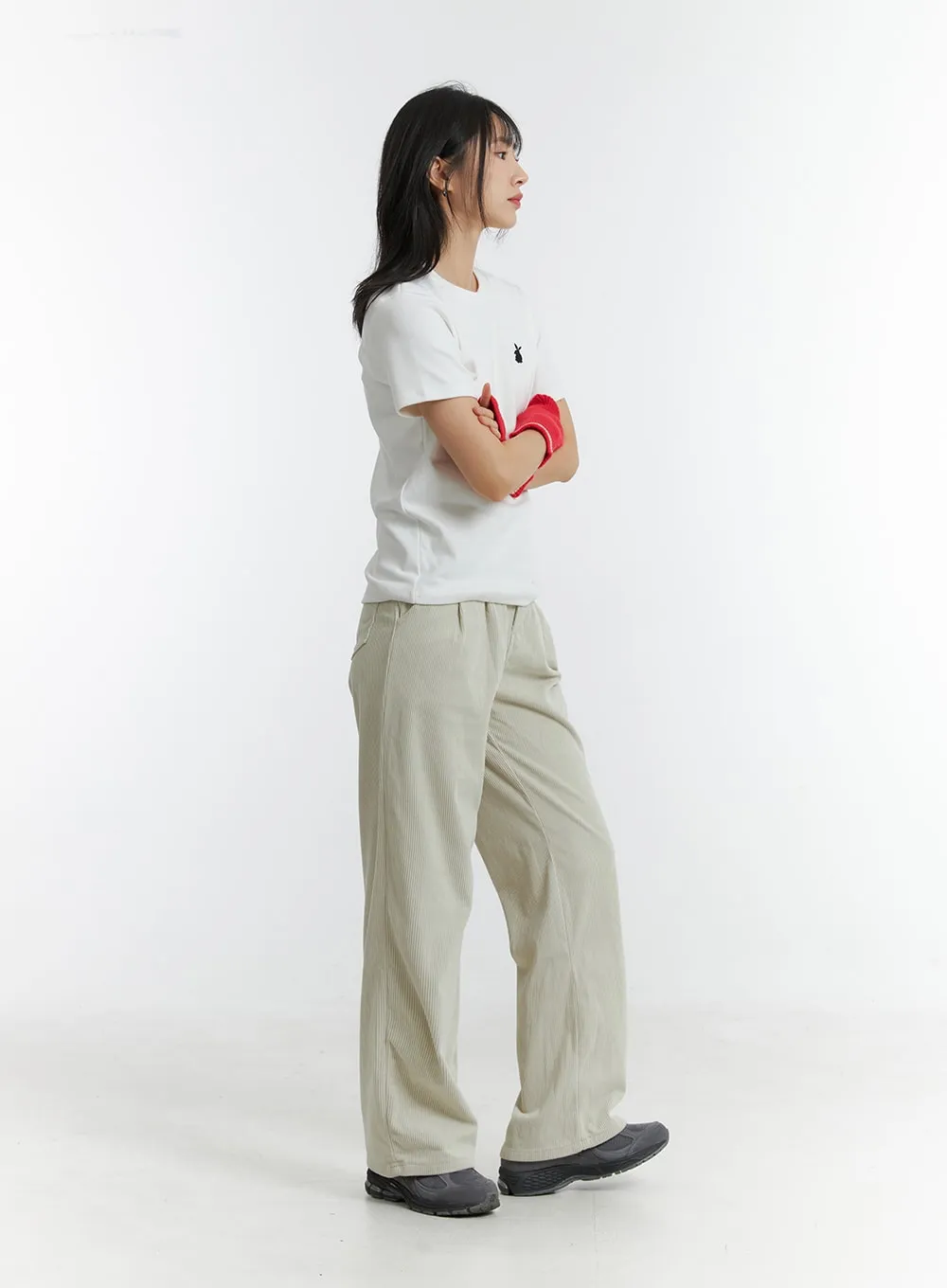 Solid Corduroy Straight Leg Pants OD318 sold by Lewkin product image thumbnail 4