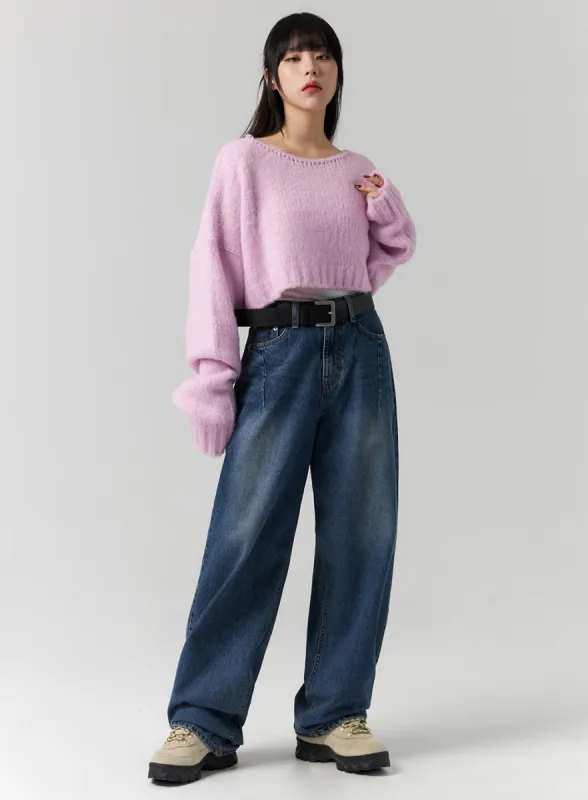 Washed Wide Jeans CS314 sold by Lewkin