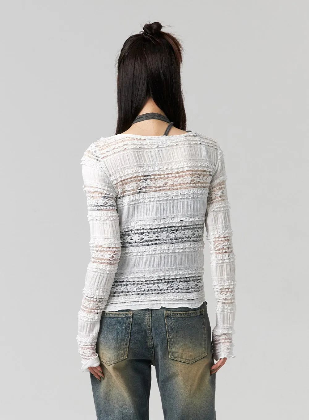Lace Cotton Long Sleeve Top CG331 sold by Lewkin product image thumbnail 5