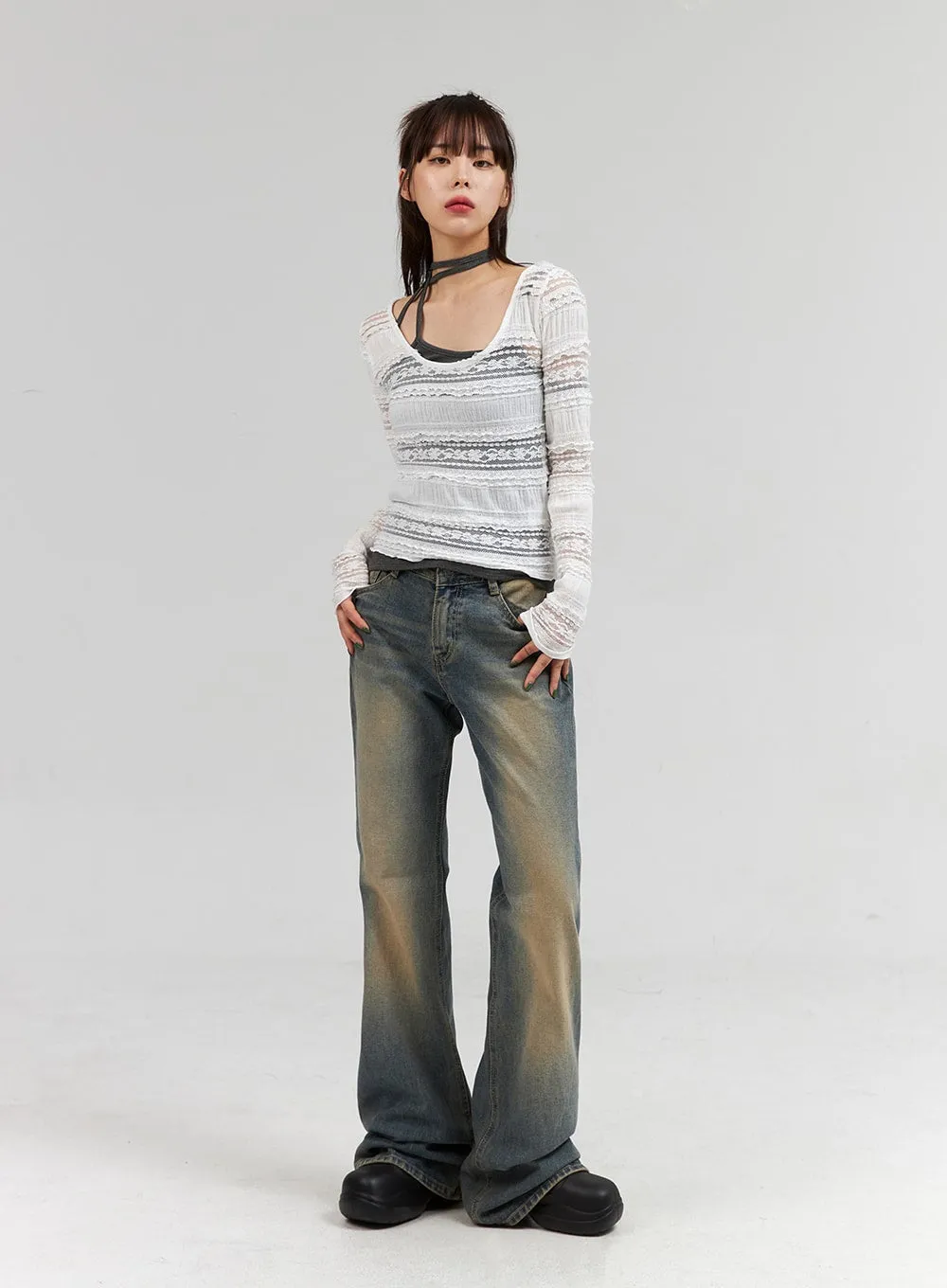 Lace Cotton Long Sleeve Top CG331 sold by Lewkin product image thumbnail 3