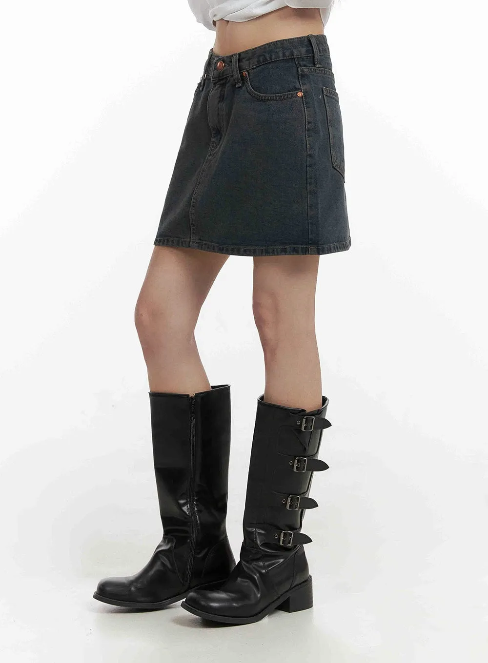 Low Wash Indigo Dream Denim Mini Skirt CY407 sold by Lewkin