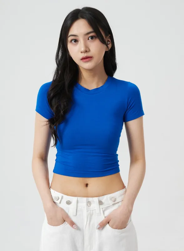 Slim Fit Crop Short Sleeve Tee BM304 sold by Lewkin