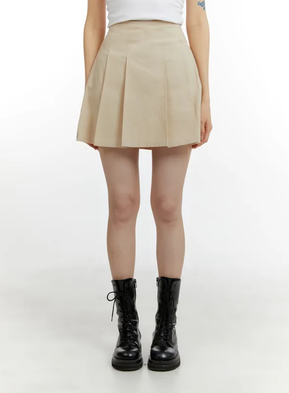 Cotton Pleated Mini Skirt CA401 sold by Lewkin