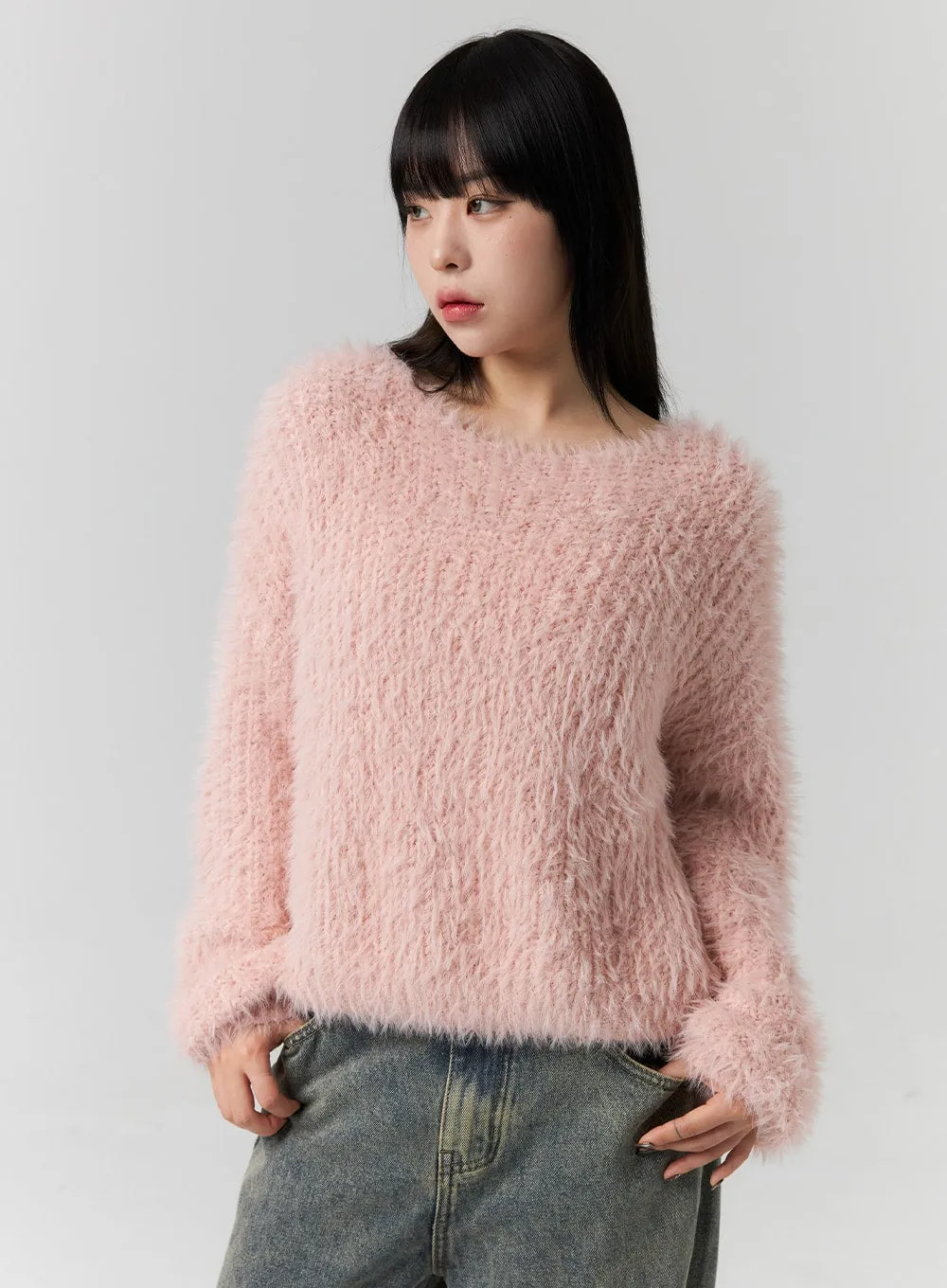Fuzzy Knit Sweater CS313 sold by Lewkin