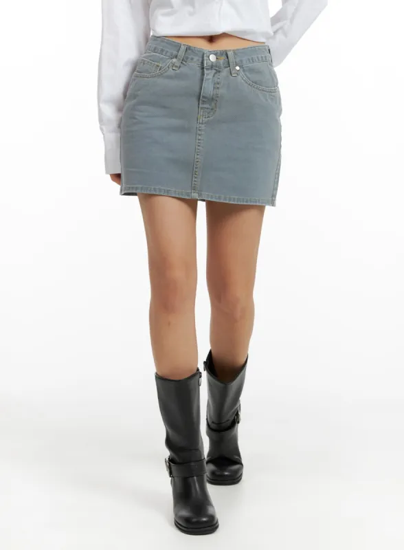 Light Washed Denim Mini Skirt CF427 sold by Lewkin