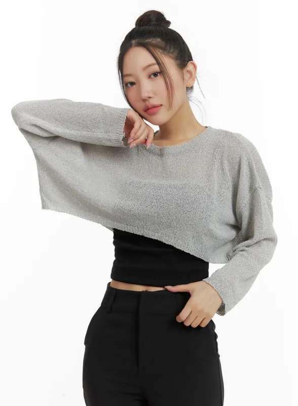 Round Neck Cropped Hollow Out Sweater OA402 sold by Lewkin
