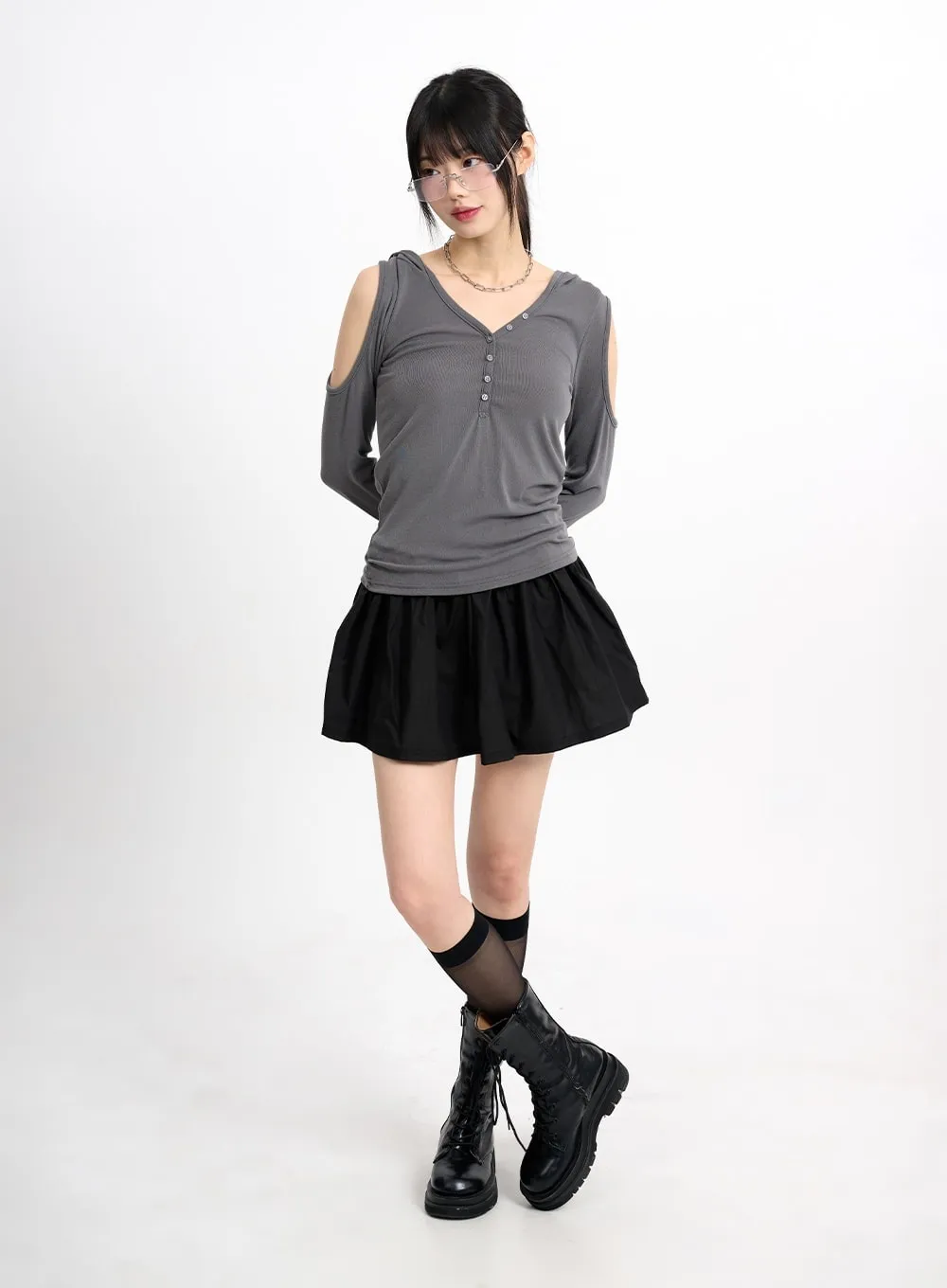 Basic Ruffle Hem Mini Skirt CM415 sold by Lewkin product image thumbnail 2