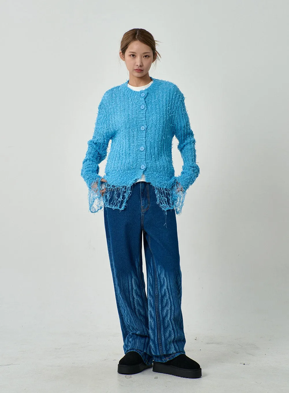 Ripped Button Cardigan CD12 sold by Lewkin product image thumbnail 3
