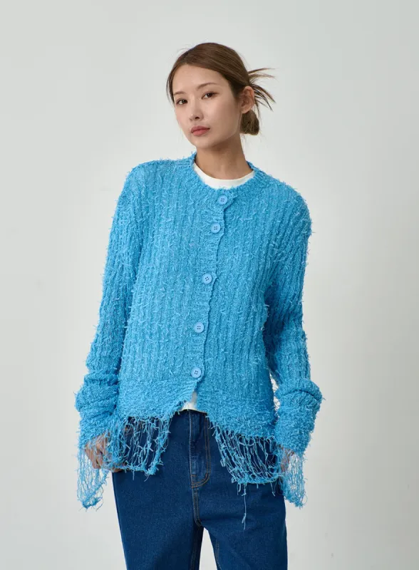 Ripped Button Cardigan CD12 sold by Lewkin