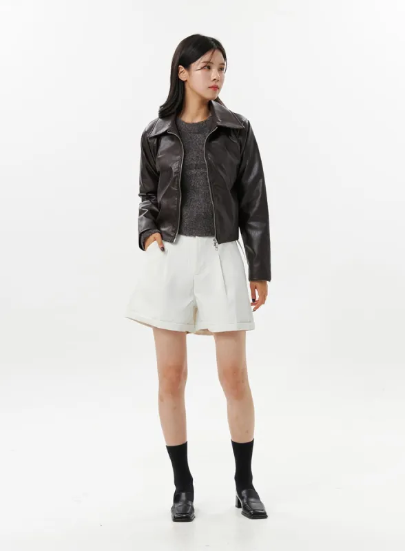 Belted Pintuck Mini Shorts OO312 sold by Lewkin