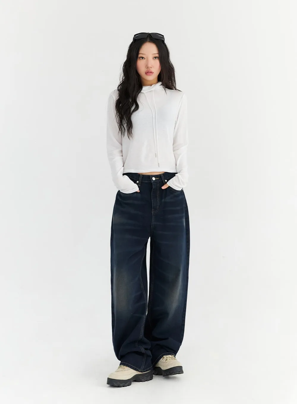 Dark Wash Wide Leg Jeans CN303 sold by Lewkin product image thumbnail 2
