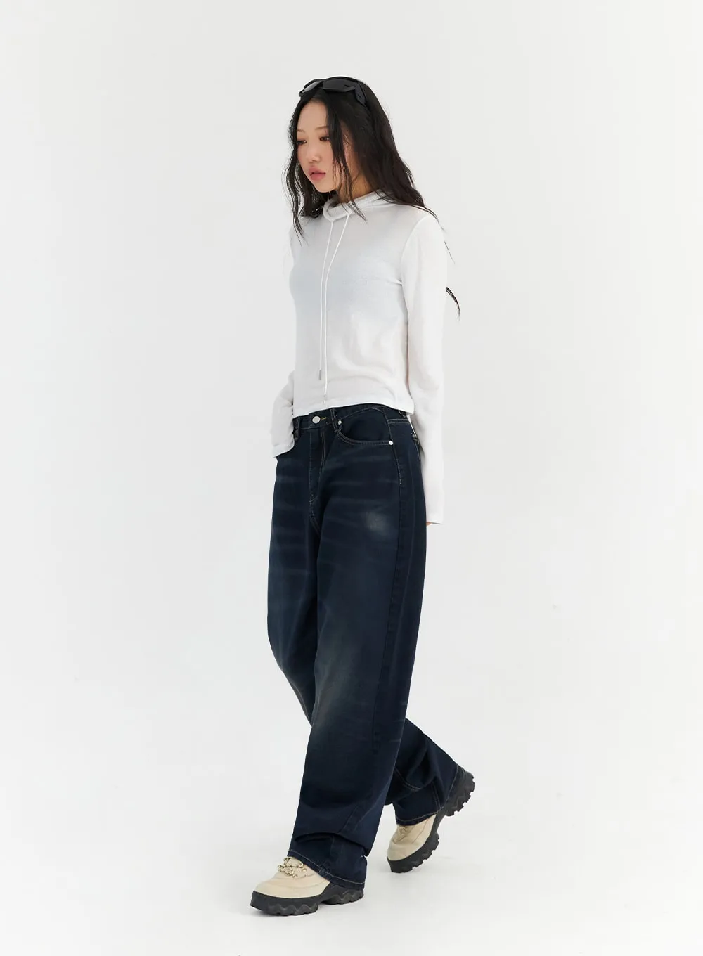 Dark Wash Wide Leg Jeans CN303 sold by Lewkin product image thumbnail 3