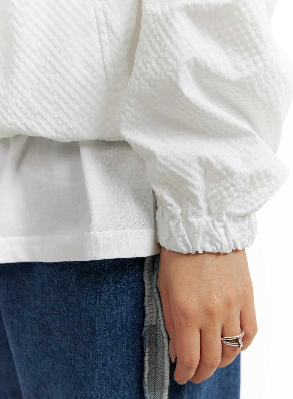 Hooded Solid Zipper Windbreaker CM425 sold by Lewkin product image thumbnail 5