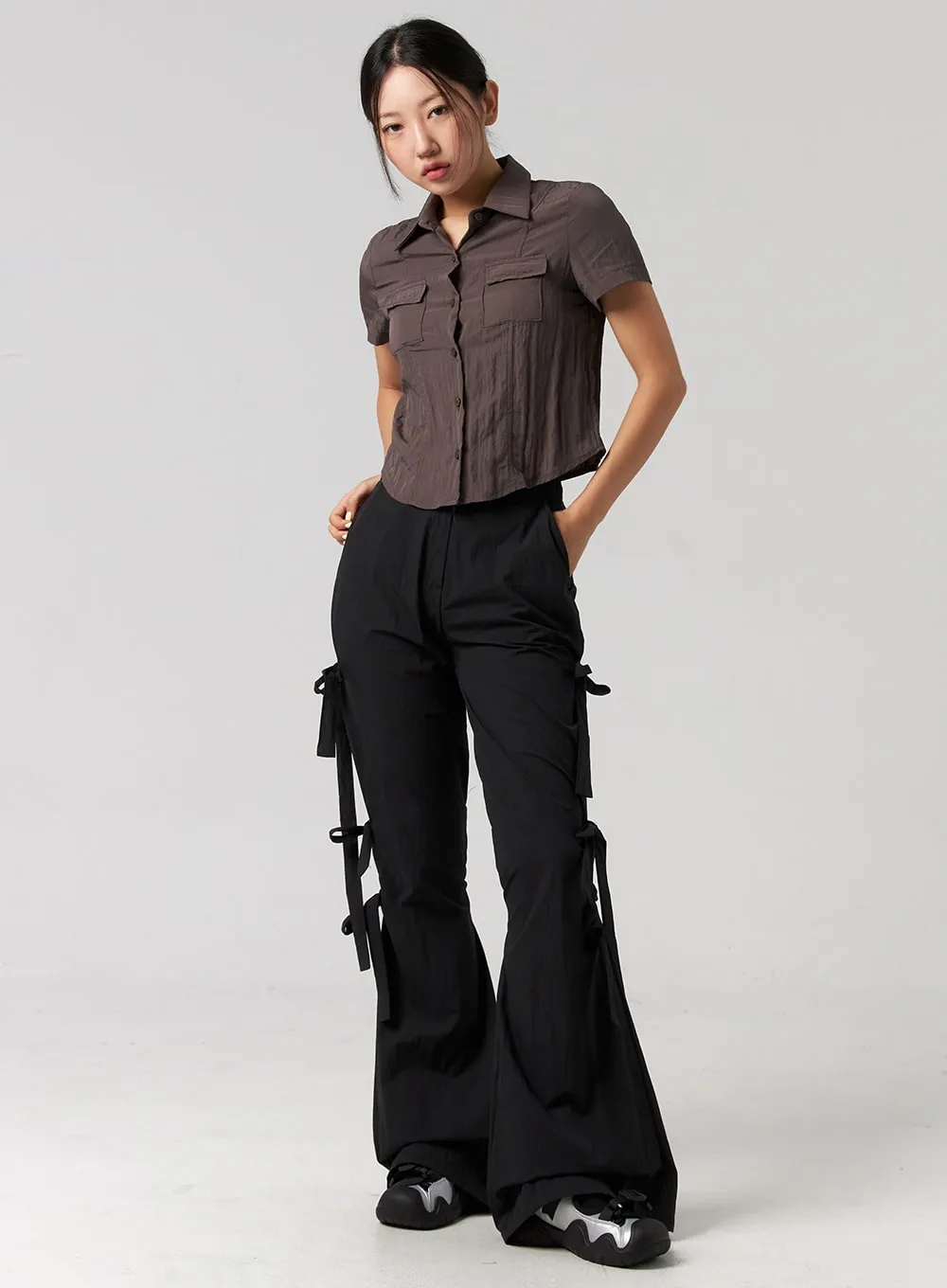 Flare Strap Detail Pants CG319 sold by Lewkin