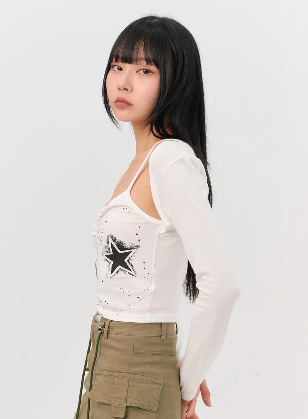 Star Graphic Top with Bolero IN302 sold by Lewkin product image thumbnail 4