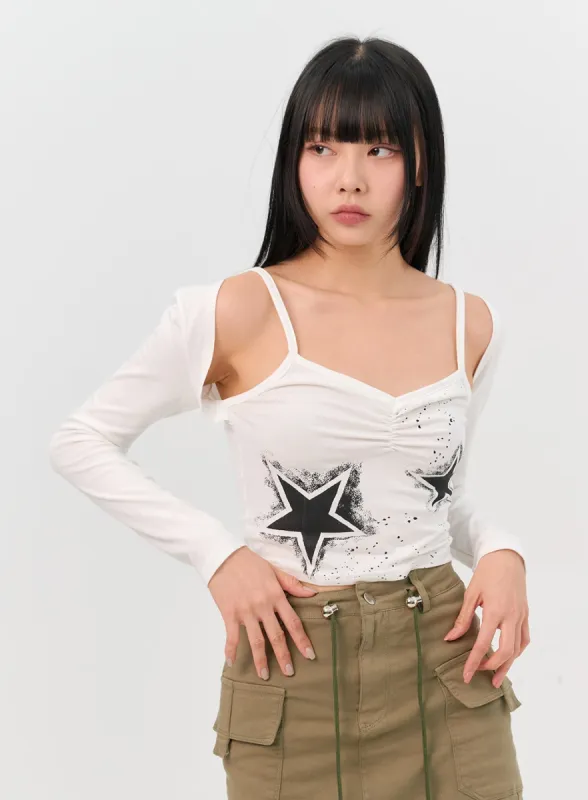 Star Graphic Top with Bolero IN302 sold by Lewkin