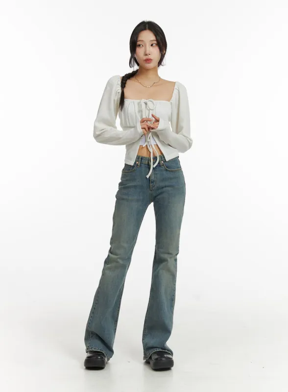 Slim Fit Washed Bootcut Jeans CJ416 sold by Lewkin