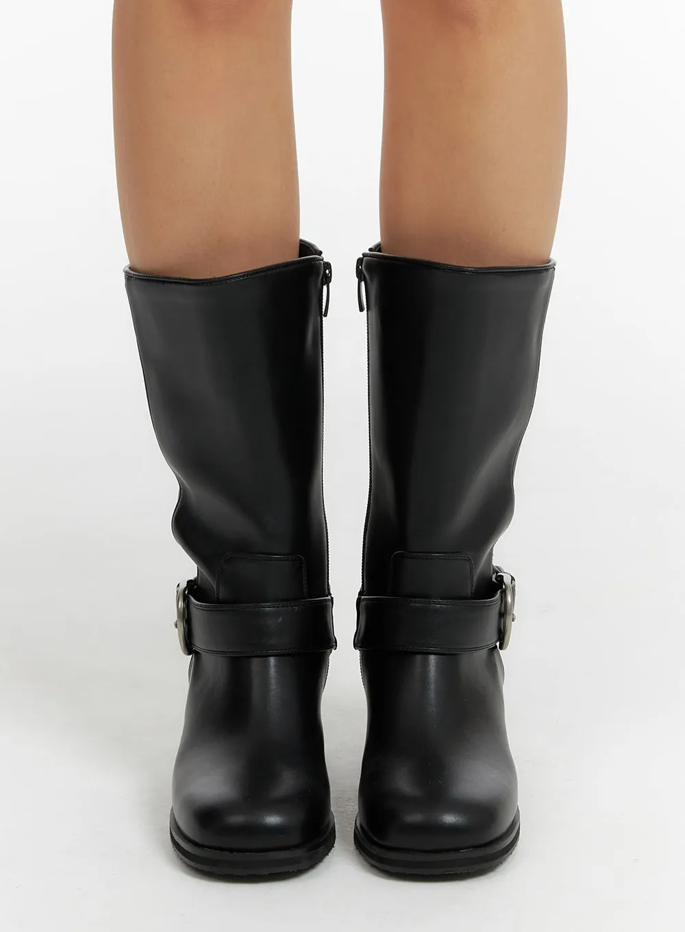 Leather Buckle Biker Boots CF416 sold by Lewkin product image thumbnail 3