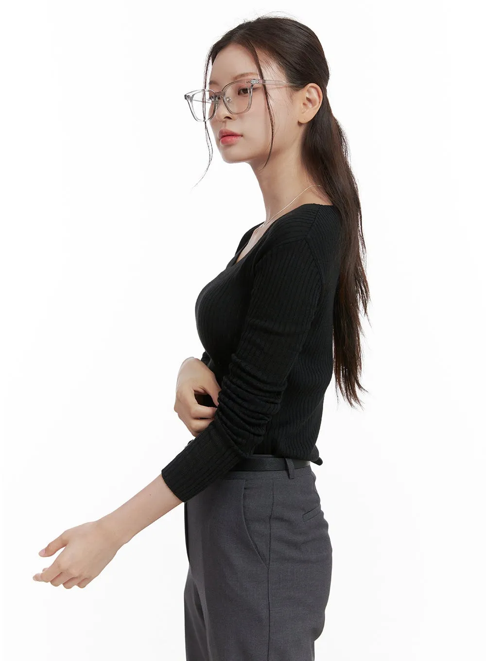 Cashmere V-Neck Long Sleeve OL416 sold by Lewkin product image thumbnail 5