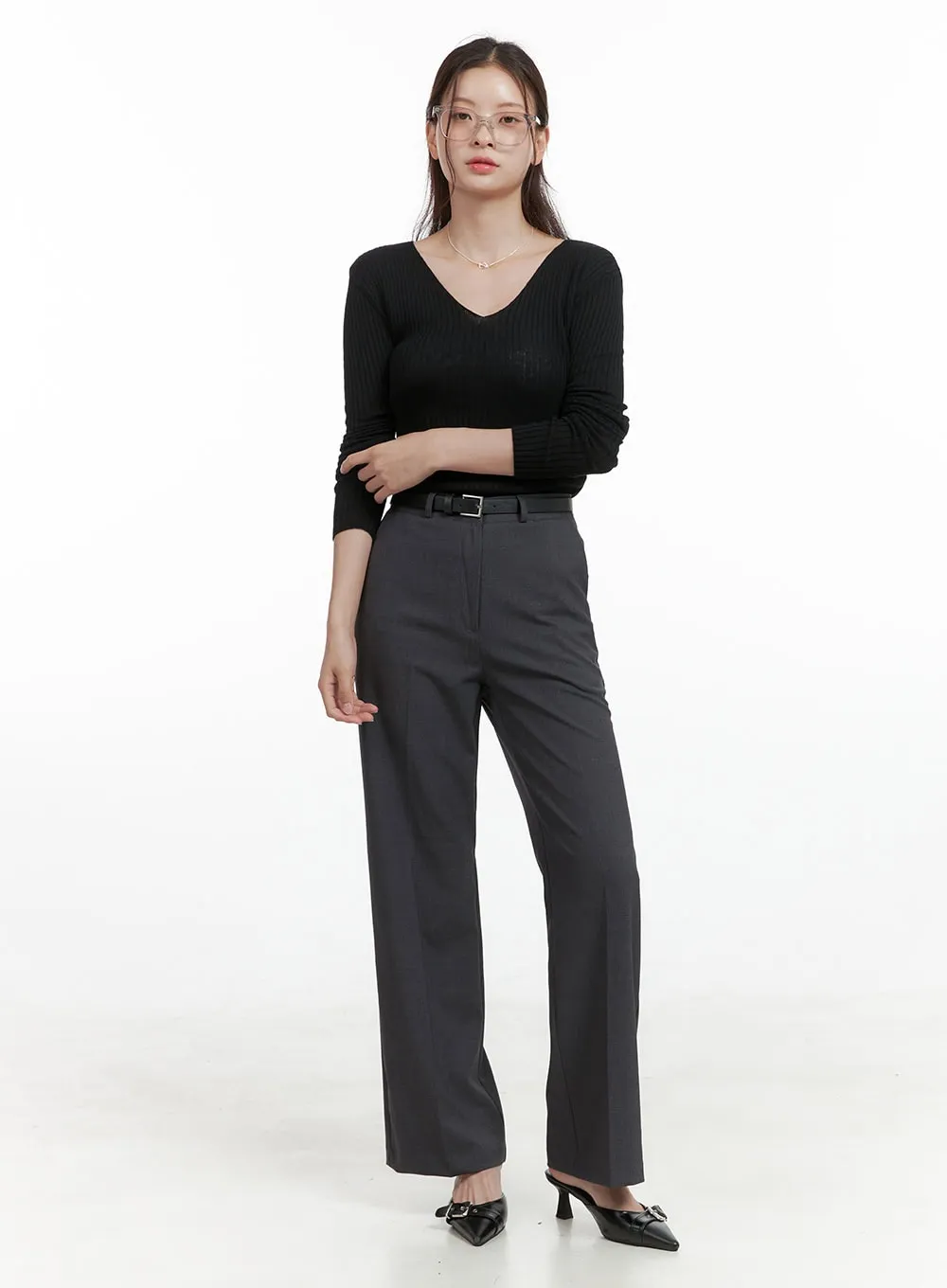 Cashmere V-Neck Long Sleeve OL416 sold by Lewkin product image thumbnail 2