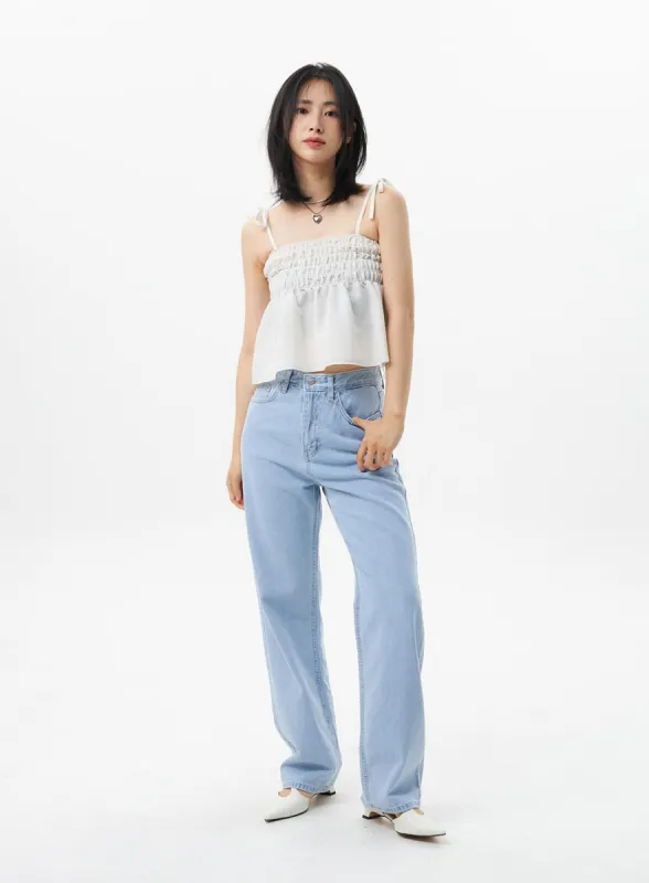 Wide Light Wash Jeans OL304 sold by Lewkin