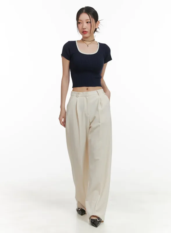 Solid Wide Fit Trousers OA416 sold by Lewkin
