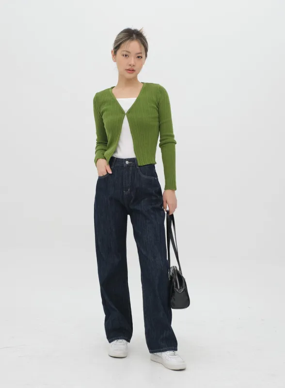 Wide Leg Dark Wash Jeans F3 sold by Lewkin