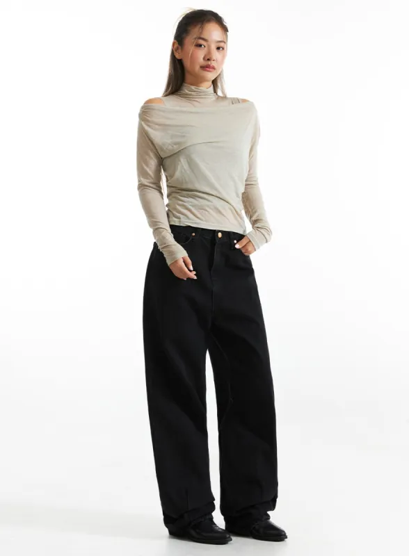 Wide-Fit Black Jeans CO313 sold by Lewkin