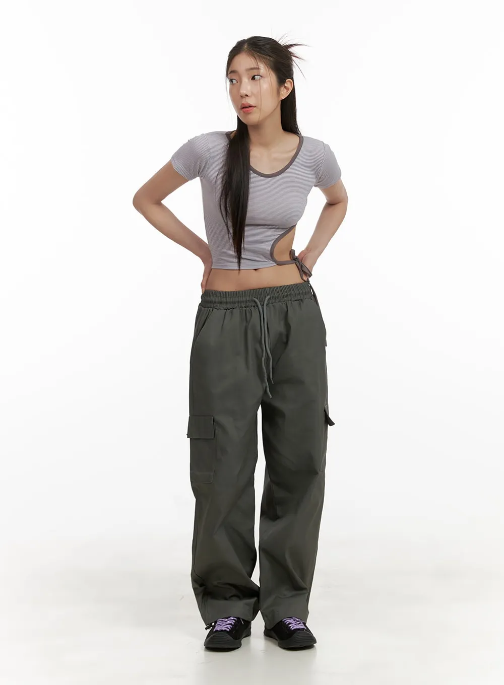 Comfy Cargo Pants (Dark Gray) OA429 sold by Lewkin product image thumbnail 3