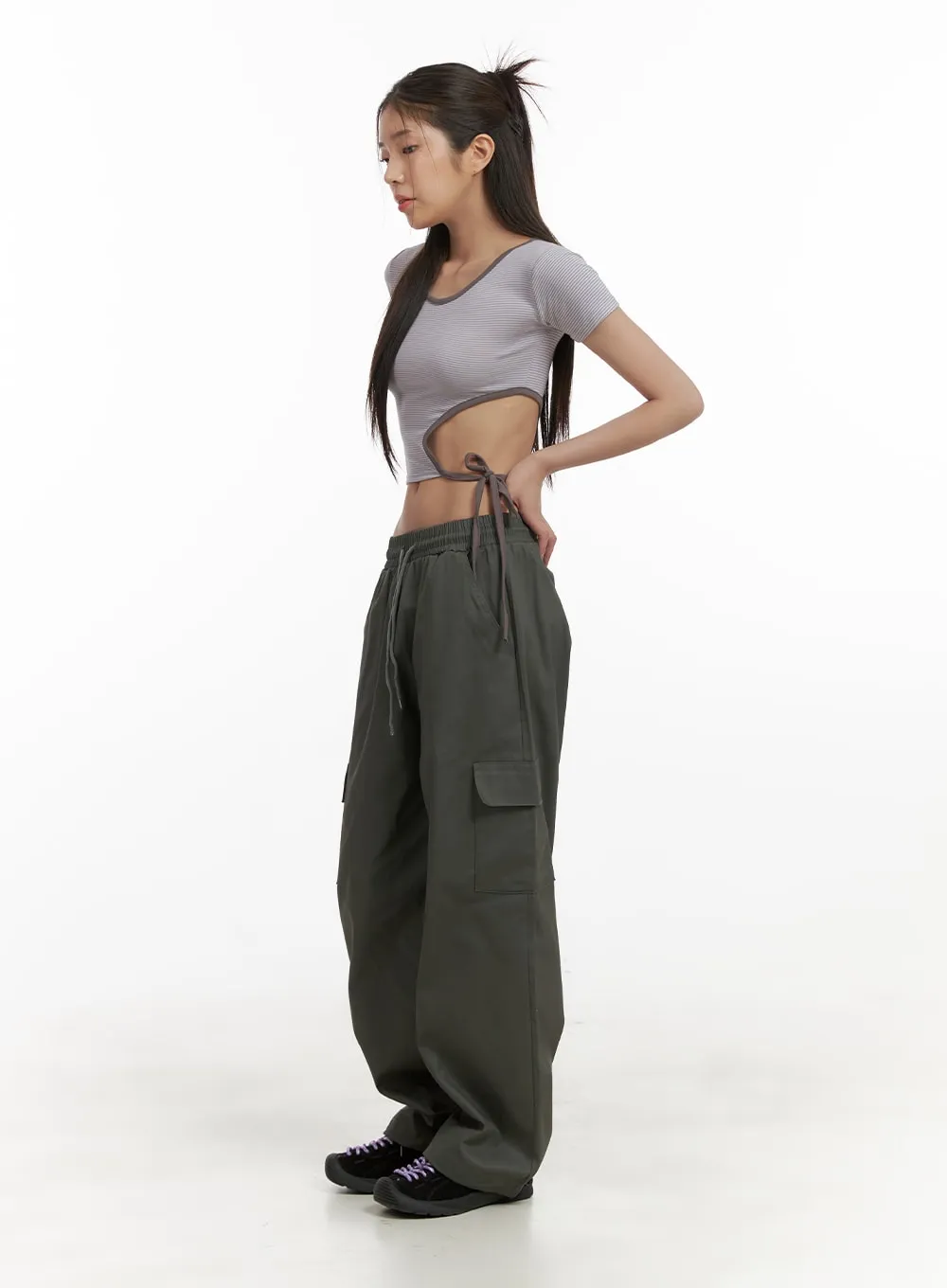 Comfy Cargo Pants (Dark Gray) OA429 sold by Lewkin product image thumbnail 4