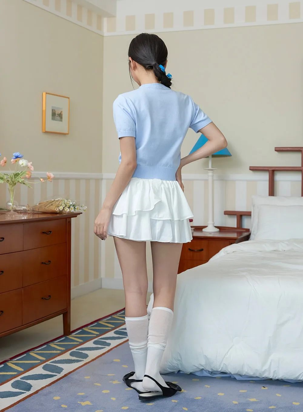 Ribbon Graphic Short Sleeve Sweater OY424 sold by Lewkin product image thumbnail 3