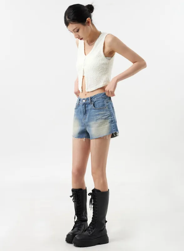 Mid-Rise Denim Shorts CU309 sold by Lewkin