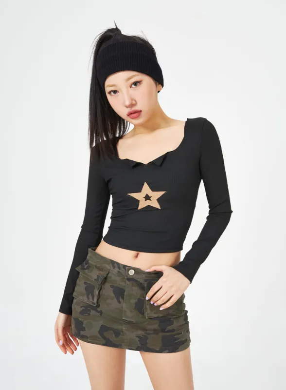 Scoop Neck Star Top CM323 sold by Lewkin