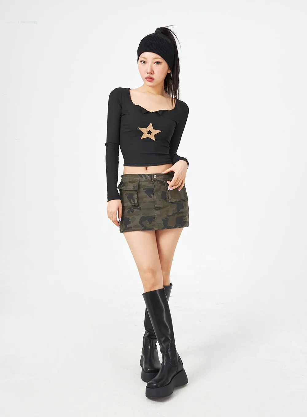 Scoop Neck Star Top CM323 sold by Lewkin product image thumbnail 4