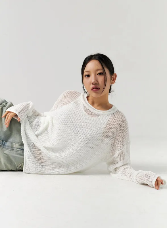 Mesh Crewneck Sweater CL310 sold by Lewkin